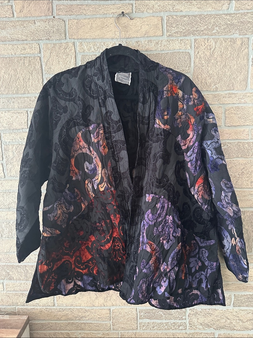 Harubella Jacket Cardigan Kimono Open Front Artsy Tapestry Hand Made Size XL